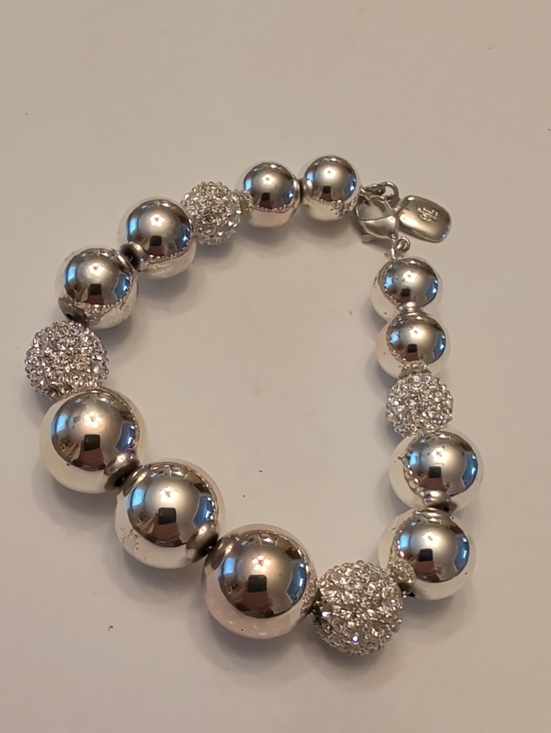 Ralph Lauren Jewelry - Ralph Lauren Vintage Silver-Tone Pavé & Polished Bead Bracelet